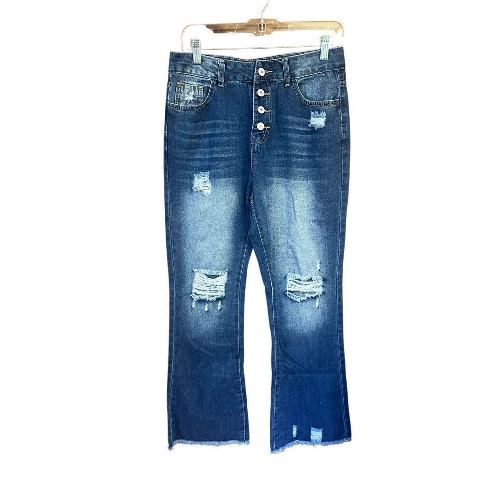 Estampados Womans Distress button fly jeans Sz M (30) NWT